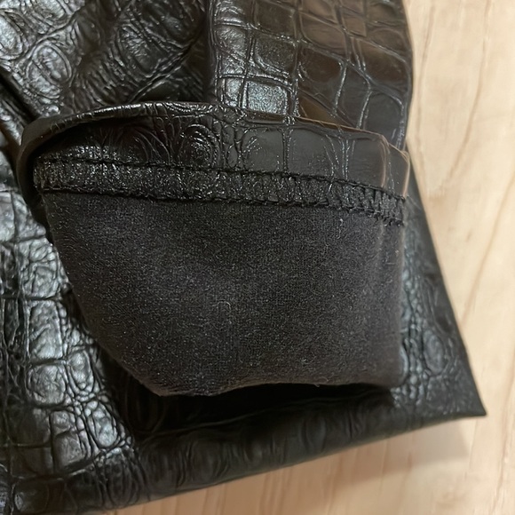 7 For All Mankind Croc Embossed Black Faux Leather Leggings, sz XS - Picture 7 of 13